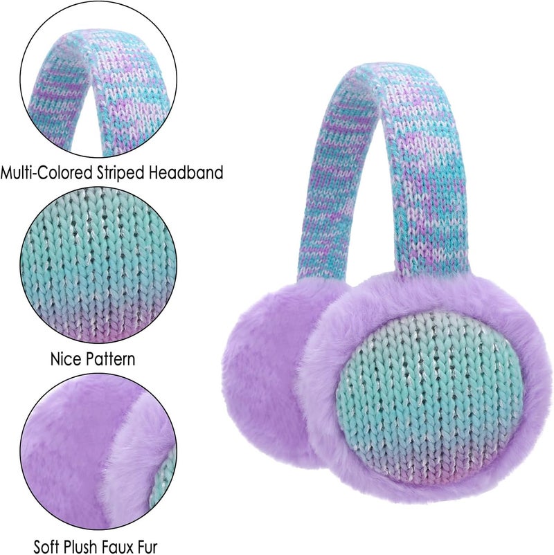 BUTITNOW Winter Knit EarMuffs for Kids Warm Furry Girls Ear Muffs Plush Toddler Ear Warmers Outdoor Ear Covers - Image 2